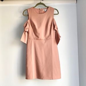 Colder Shoulder Shift Dress with Bow Accent